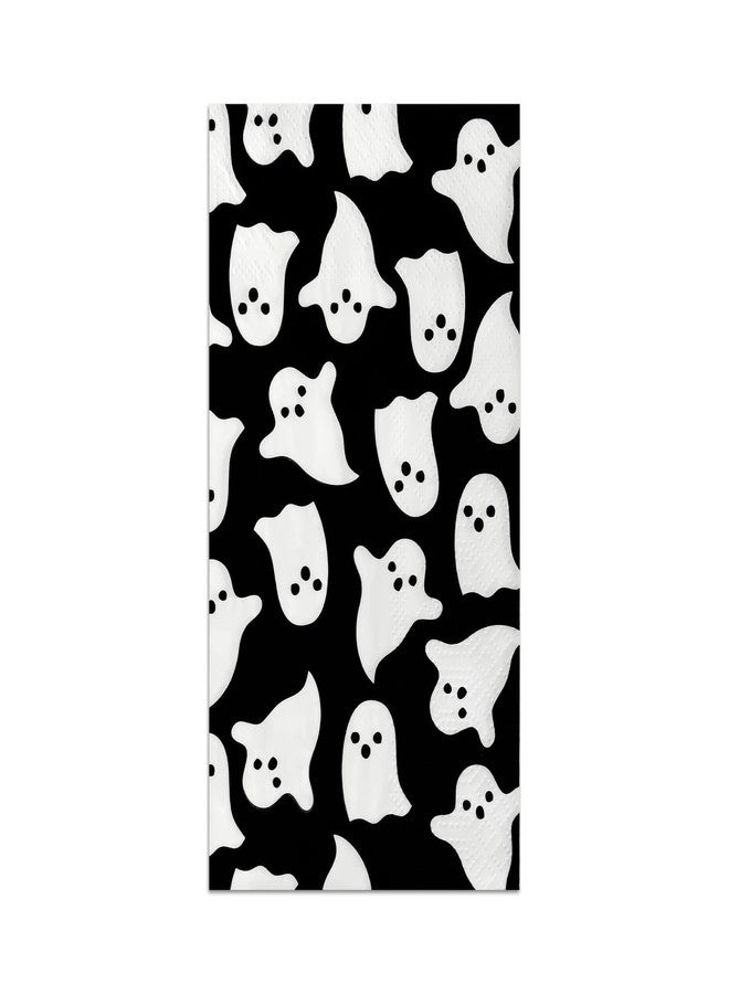 AimFun 100 Halloween Guest Napkins Ghost Disposable Paper Hand Towels Black White Spooky Boo Decorative Dinner Napkin for Birthday Halloween Party Supplies Kitchen Table Decorations - Image 1